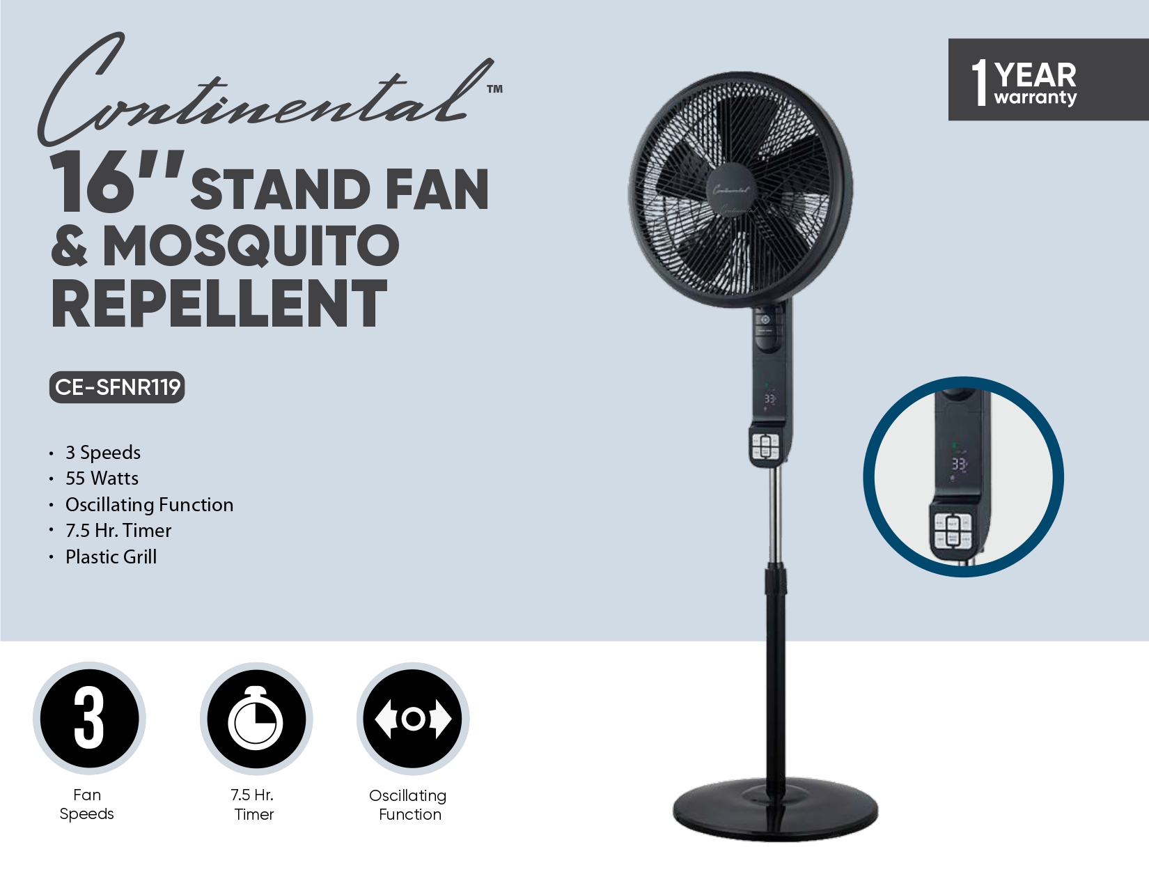 16’’ STAND FAN & MOSQUITO REPELLENT
