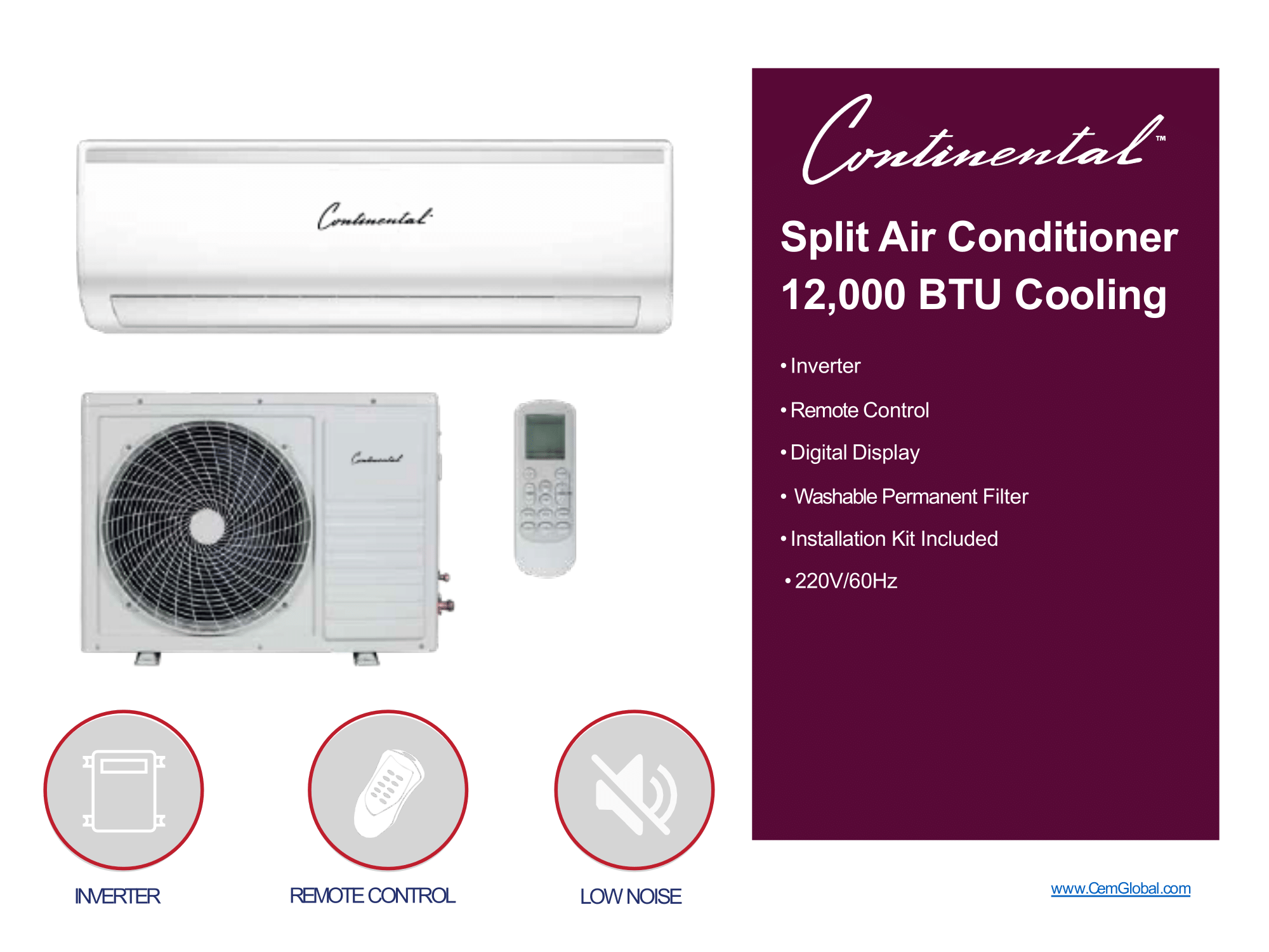 Split Air Conditioner 12,000 BTU Cooling