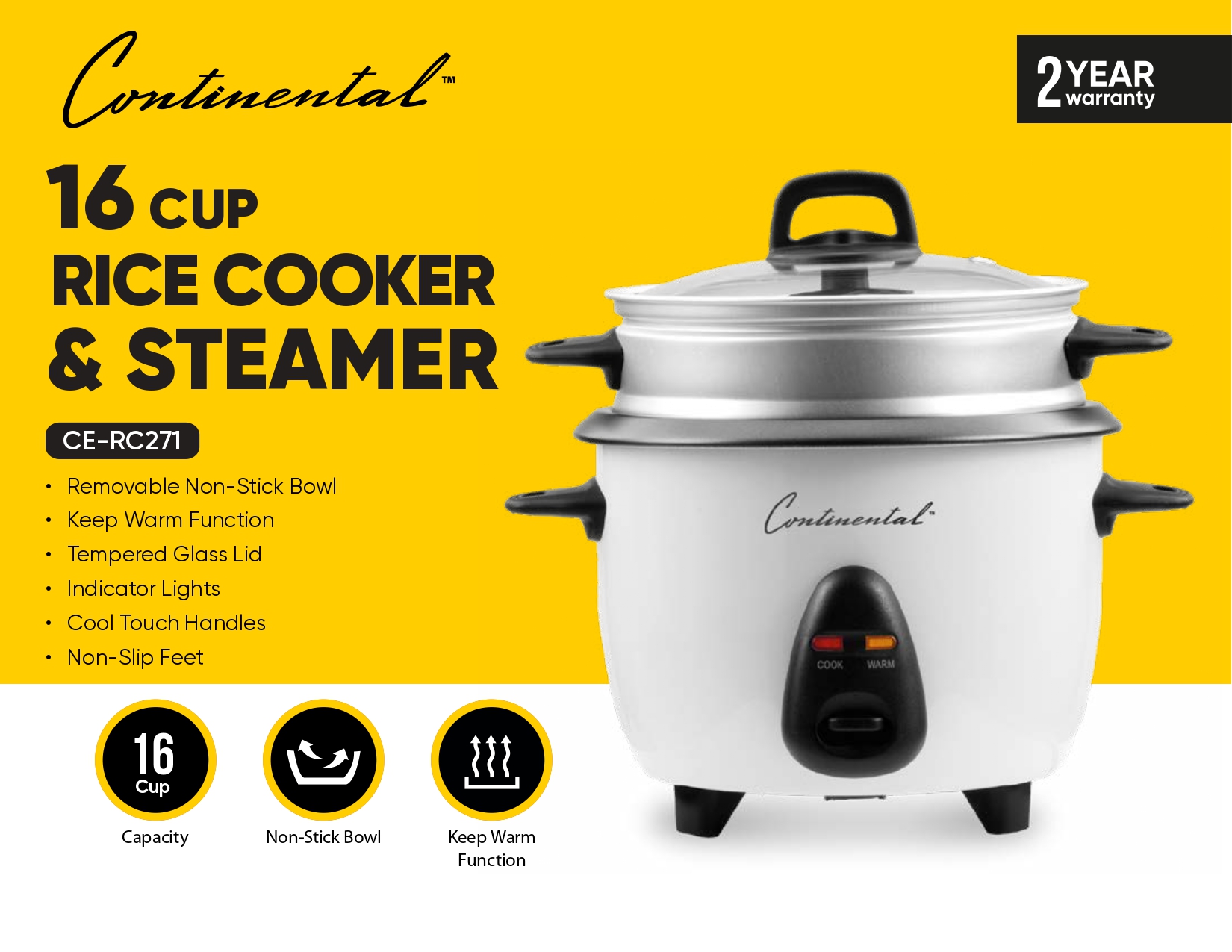 16 CUP RICE COOKER & STEAMER