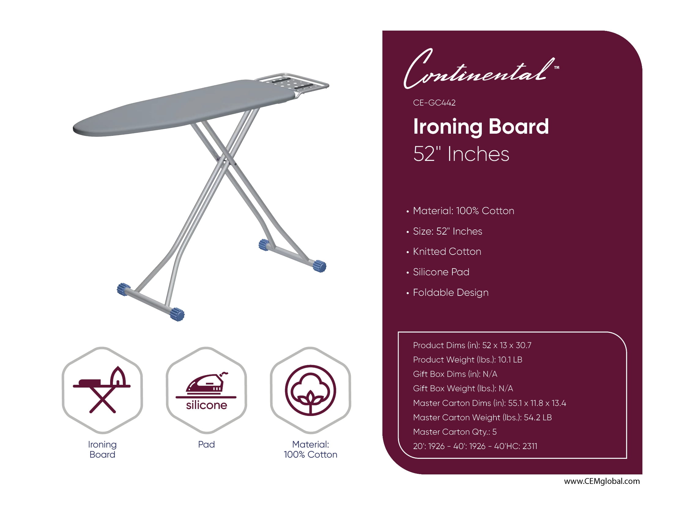Ironing Board 52" Inches