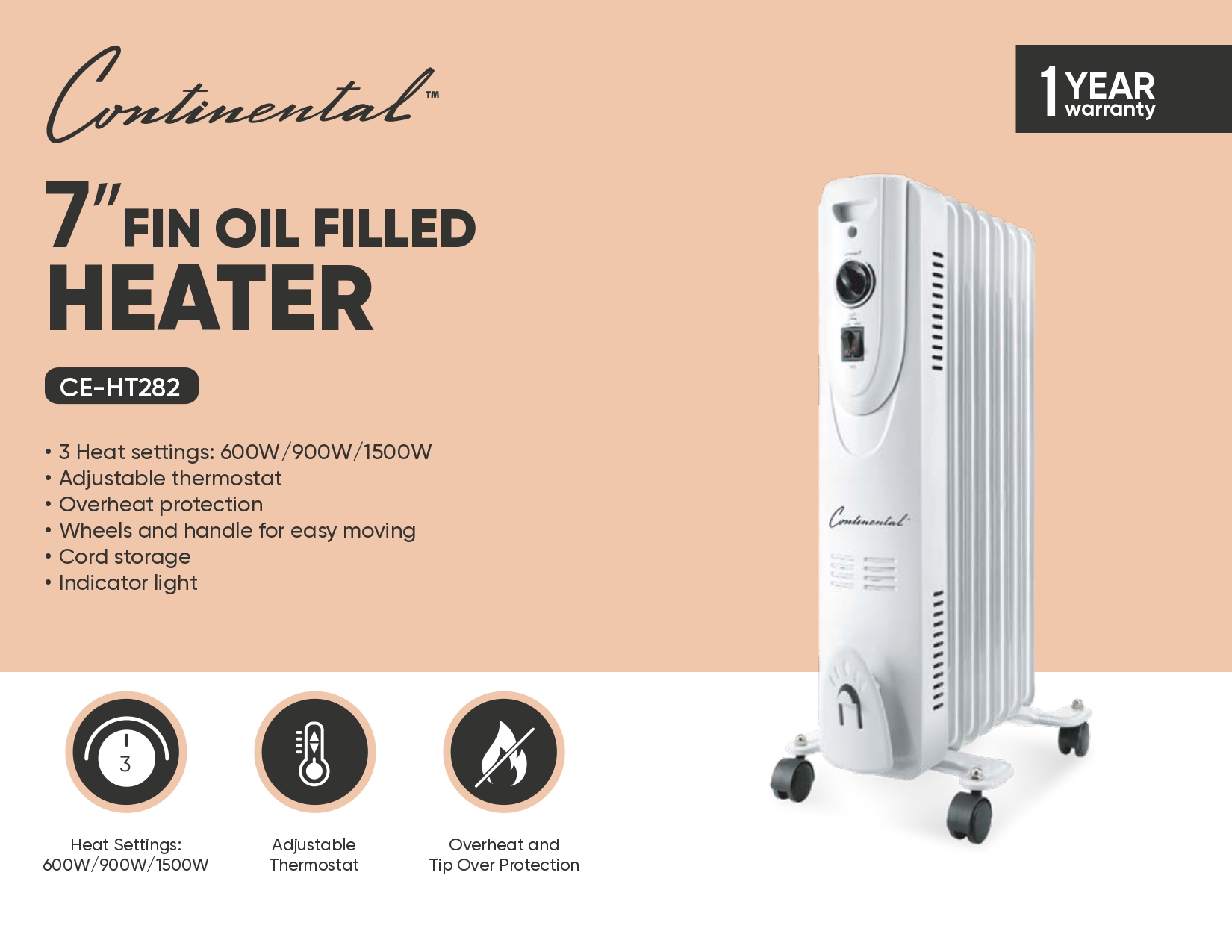 7 Fin Oil Filled Heater