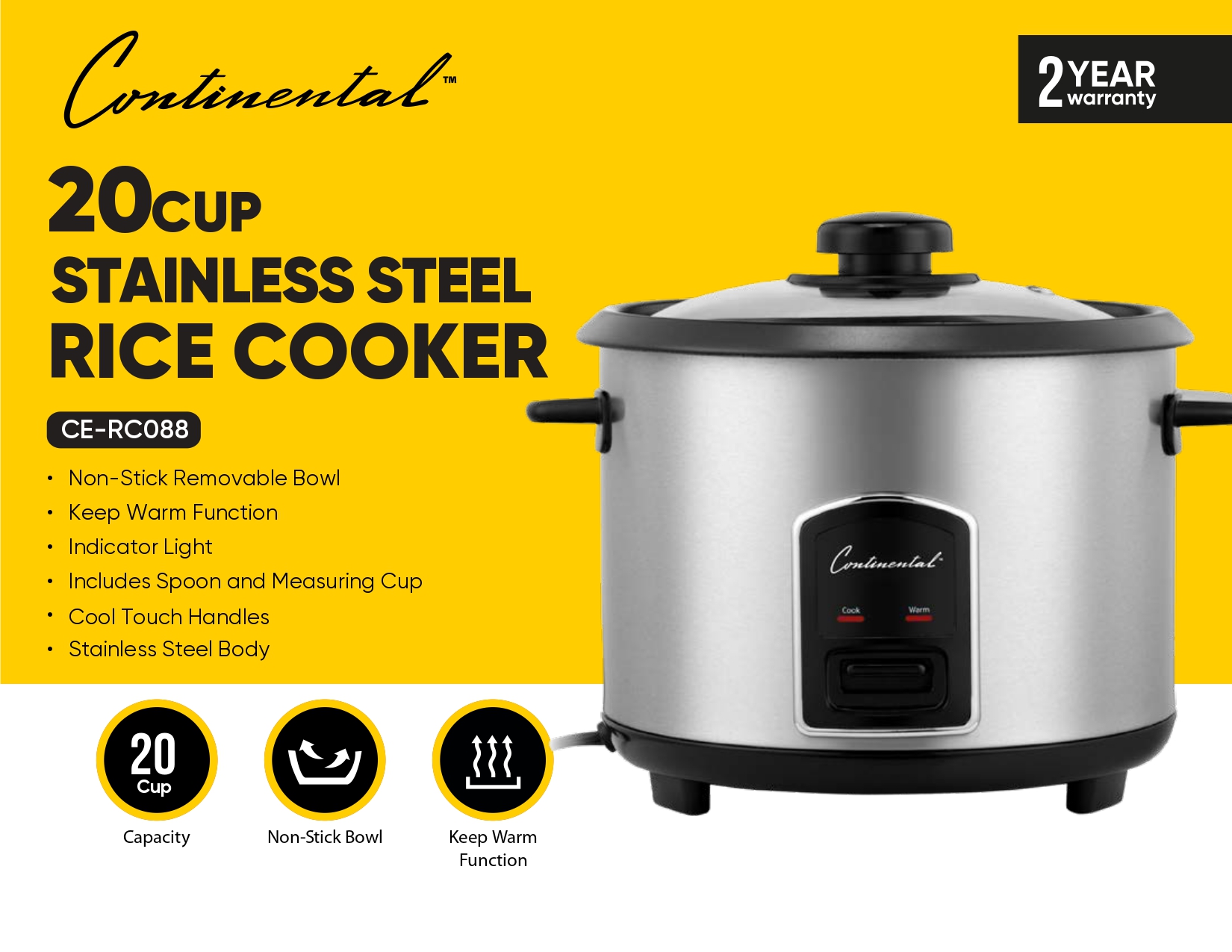 20 CUP STAINLESS STEEL RICE COOKER