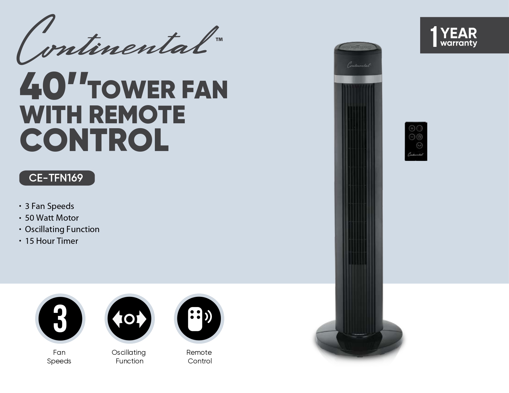 40’’TOWER FAN WITH REMOTE CONTROL
