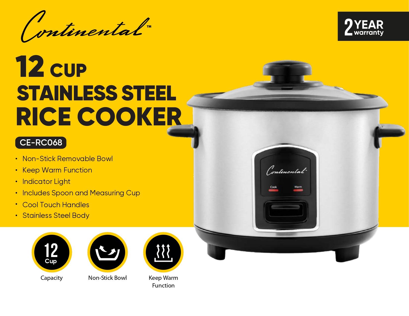 12 CUP STAINLESS STEEL RICE COOKER