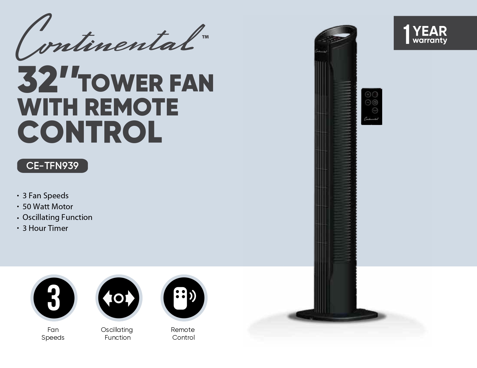 32’’TOWER FAN WITH REMOTE CONTROL