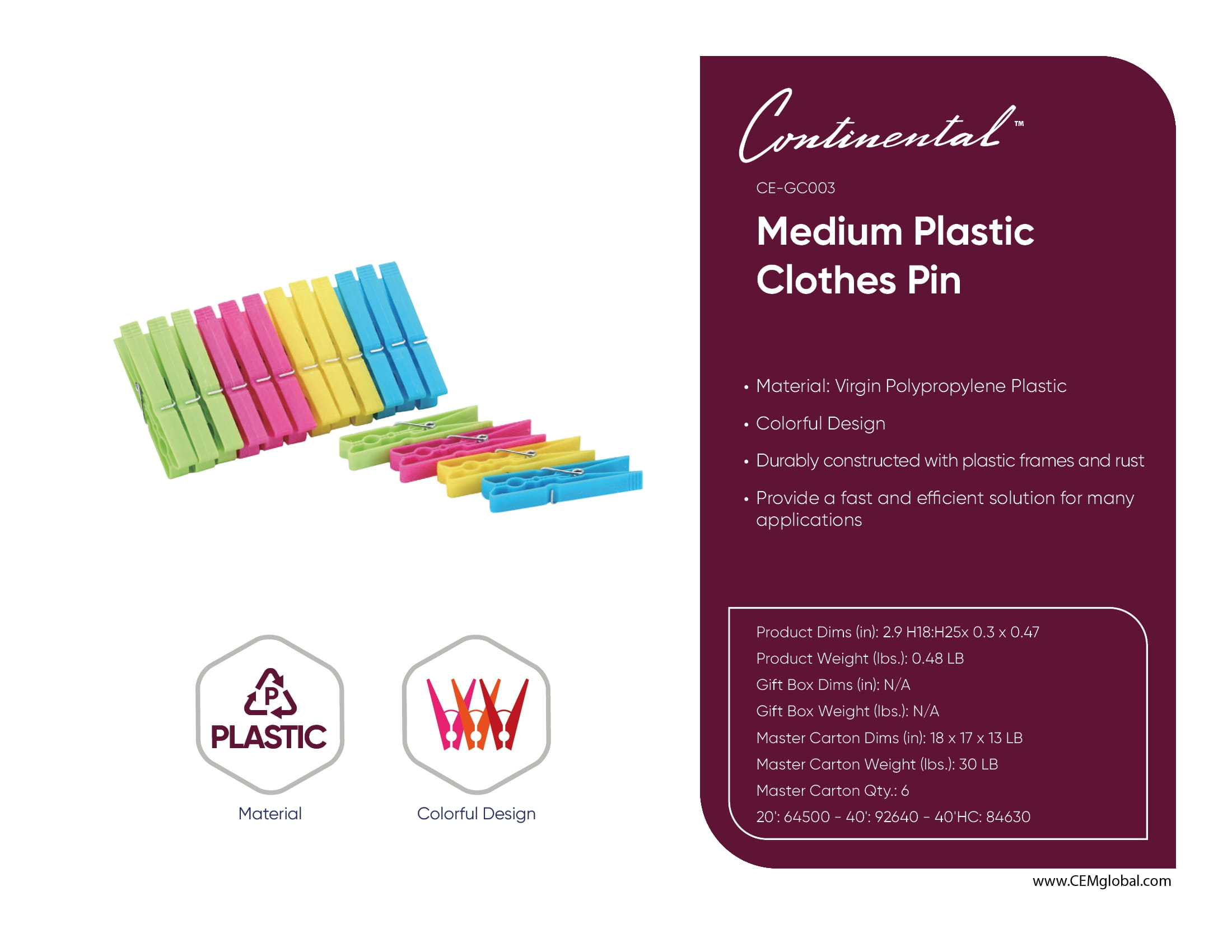 Medium Plastic Clothes Pin