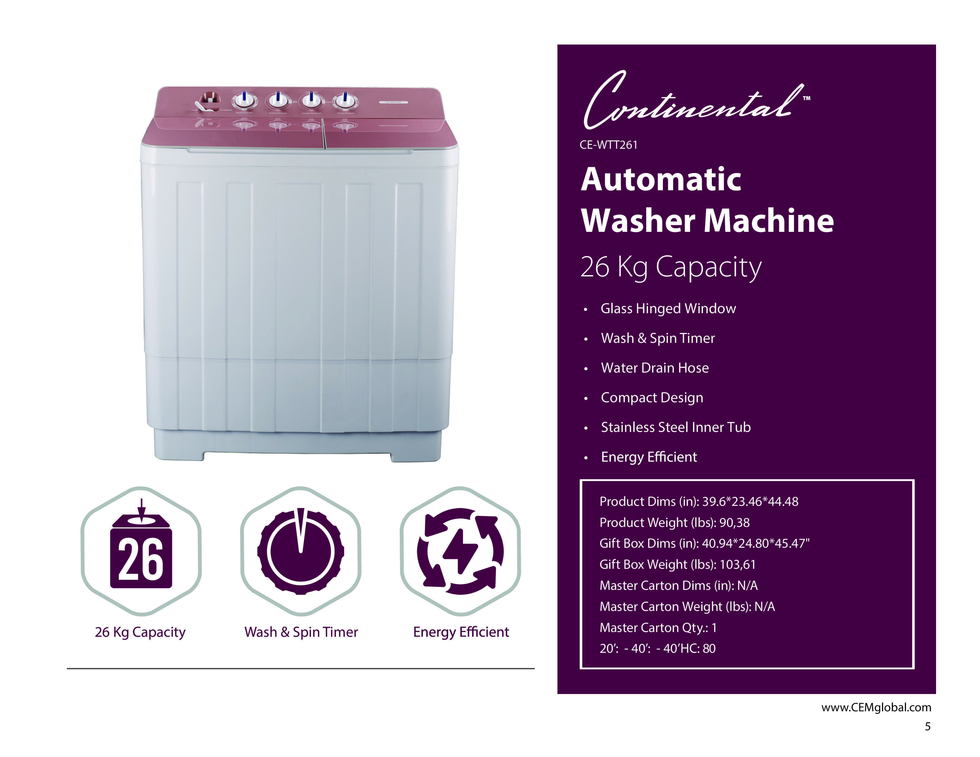 Automatic Washer Machine 26 Kg Capacity