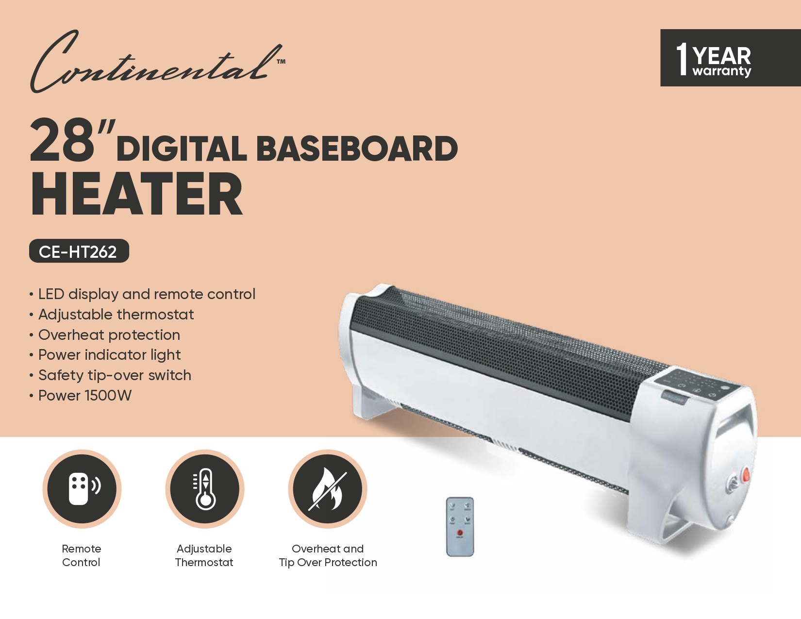 28" Digital Baseboard Heater