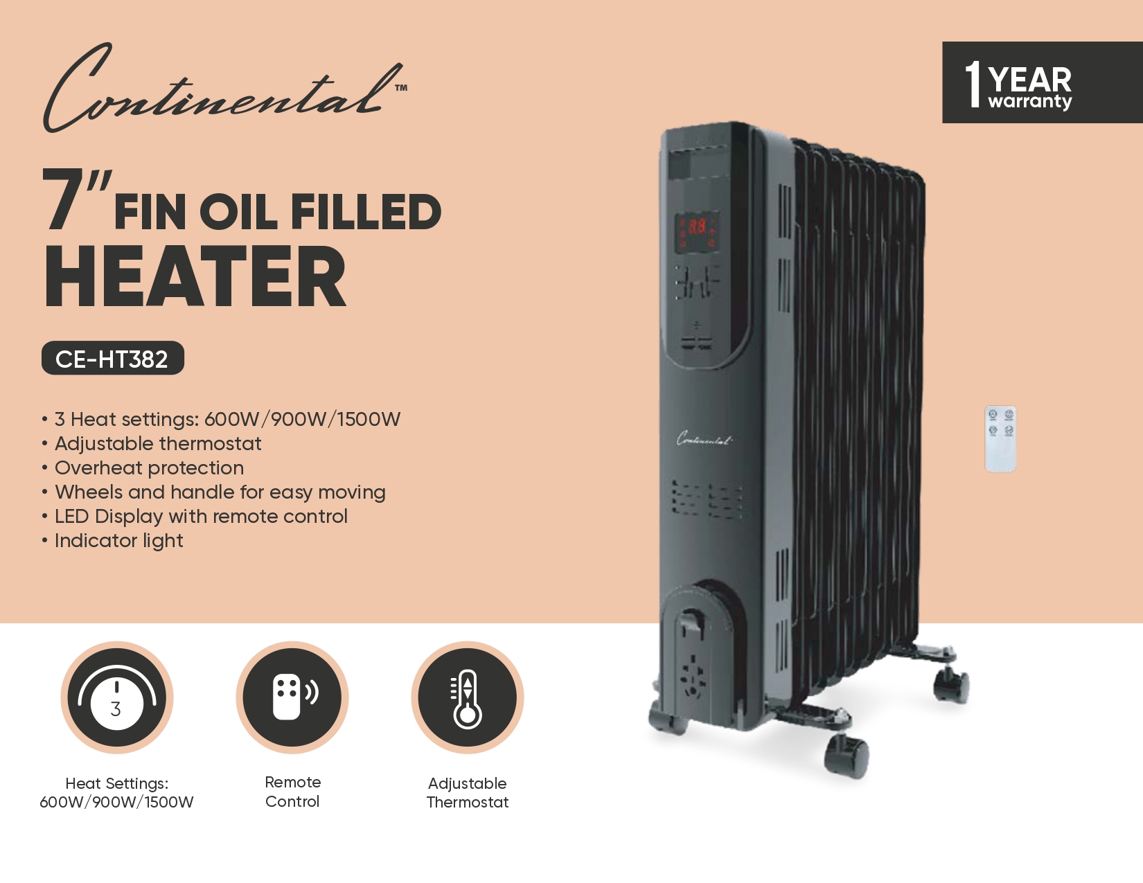 7 Fin Oil Filled Heater