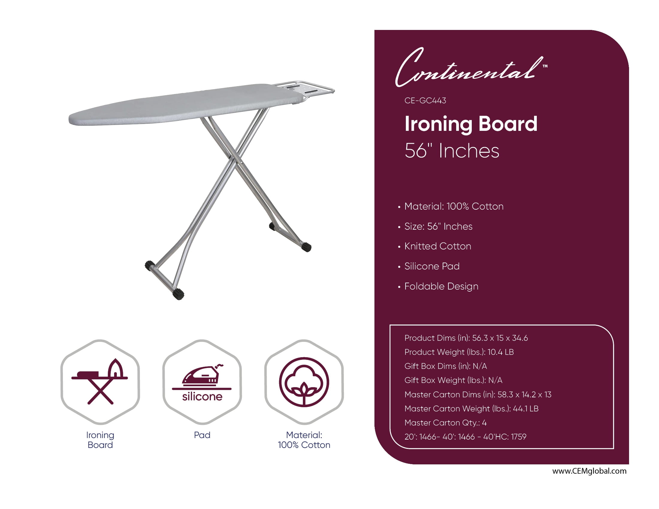 Ironing Board 56" Inches