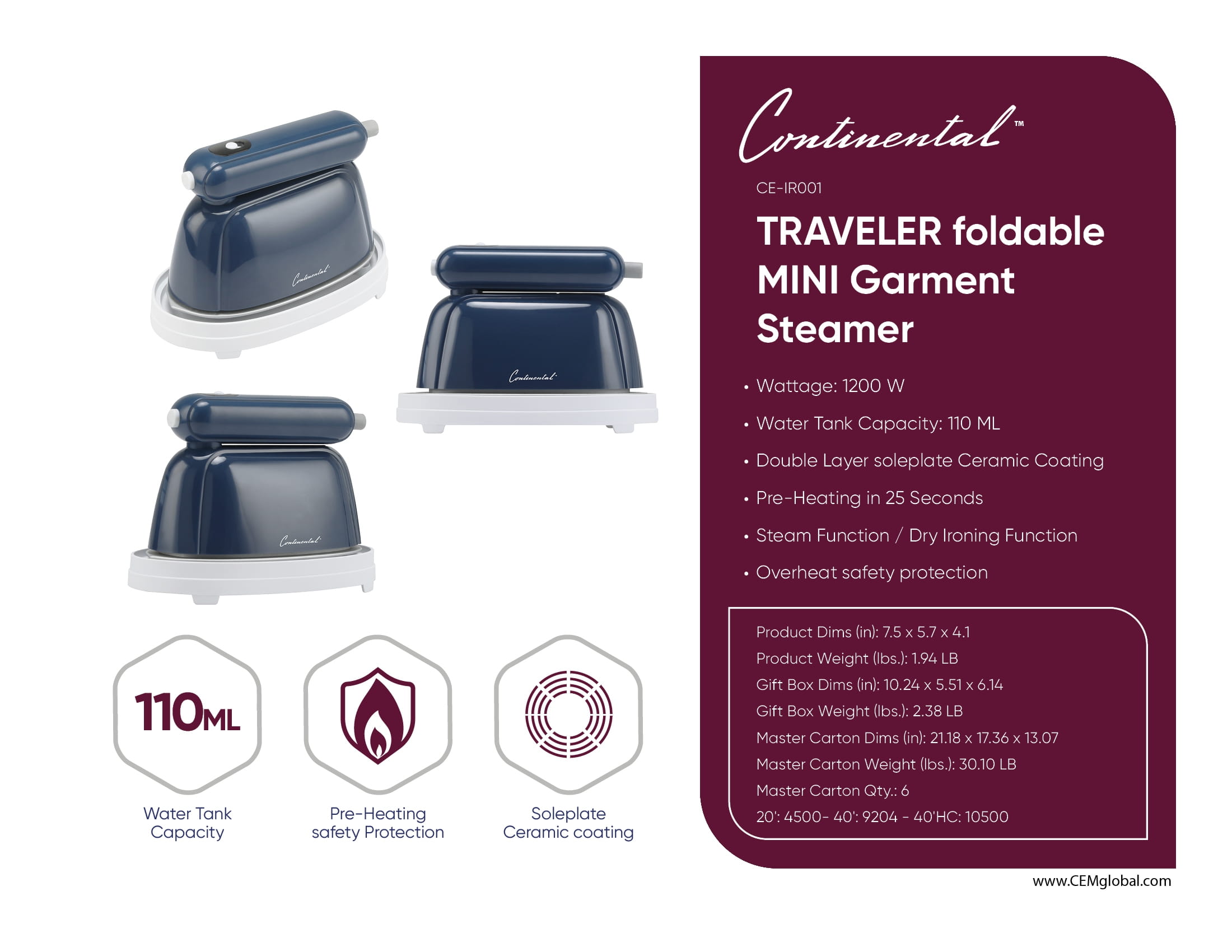 Traveler foldable MINI Garment Steamer
