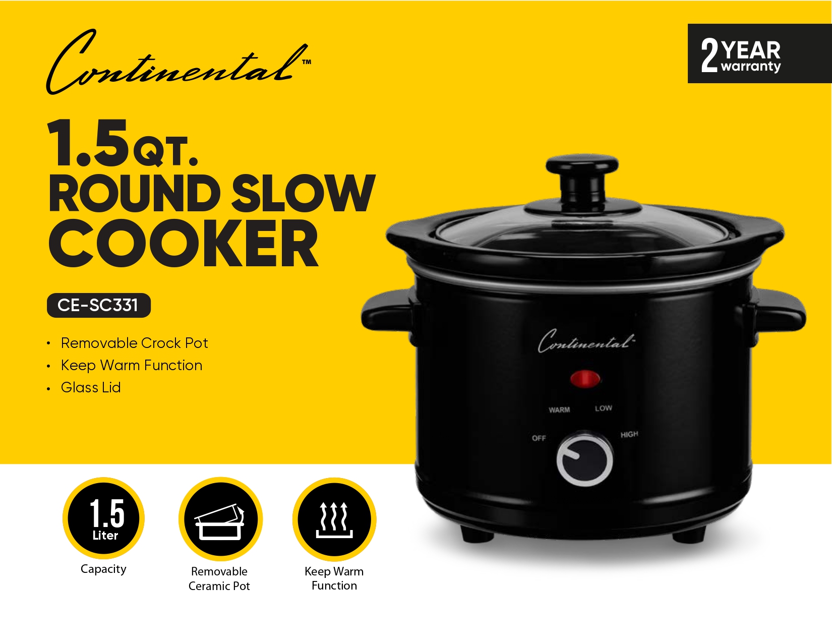 1.5QT. ROUND SLOW COOKER