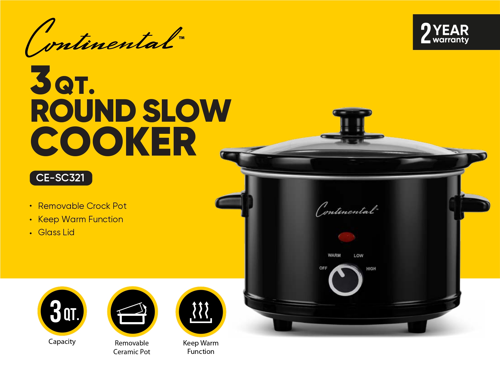3QT. ROUND SLOW COOKER